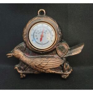 Vintage Bronze Road Runner Bird Thermometer Wall Decor